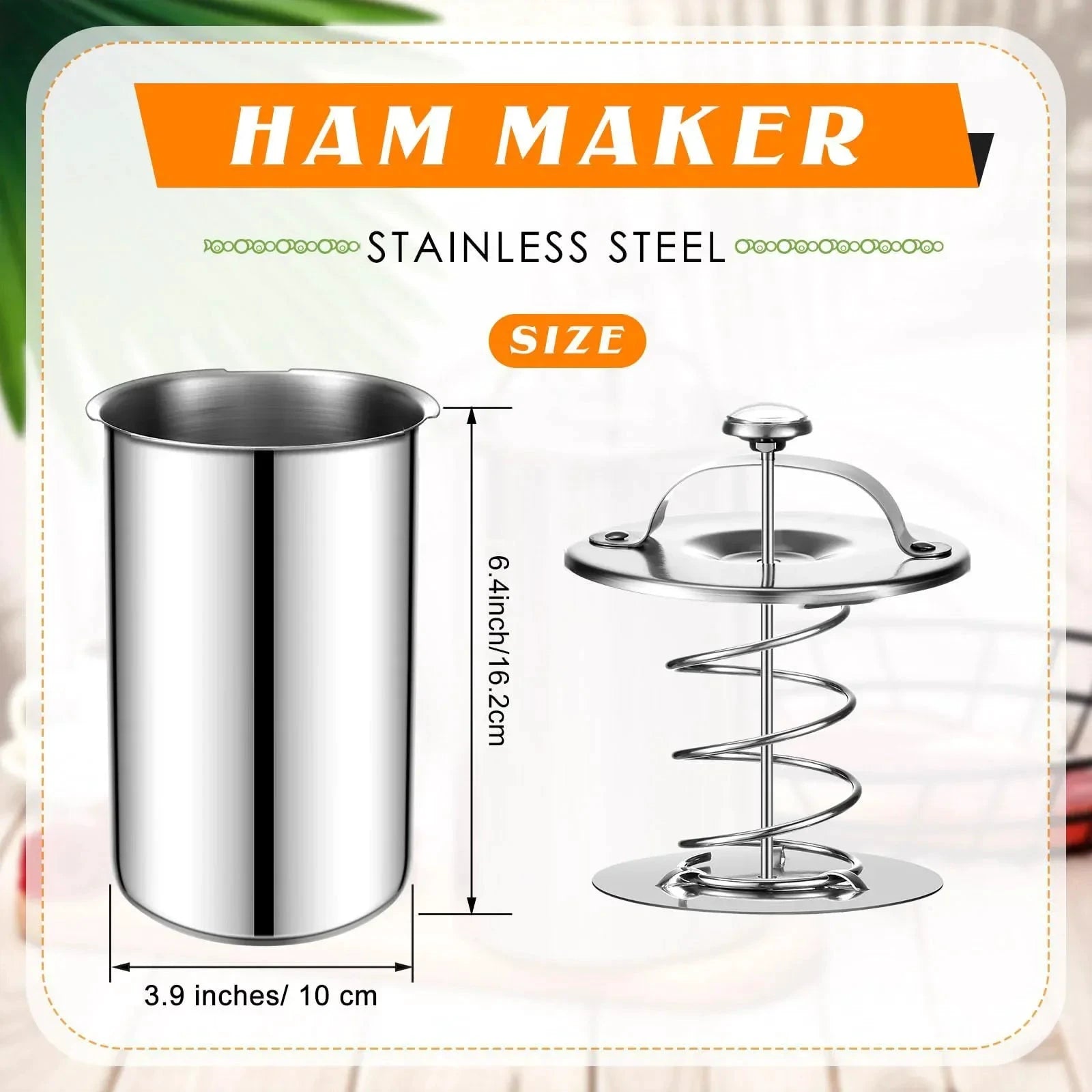 Stainless Steel Ham Maker Meat Press Cooker Mold with Thermometer by Bowlift