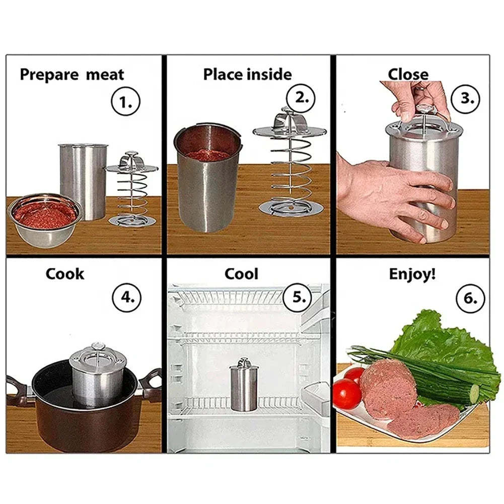 Stainless Steel Ham Maker Meat Press Cooker Mold with Thermometer by Bowlift