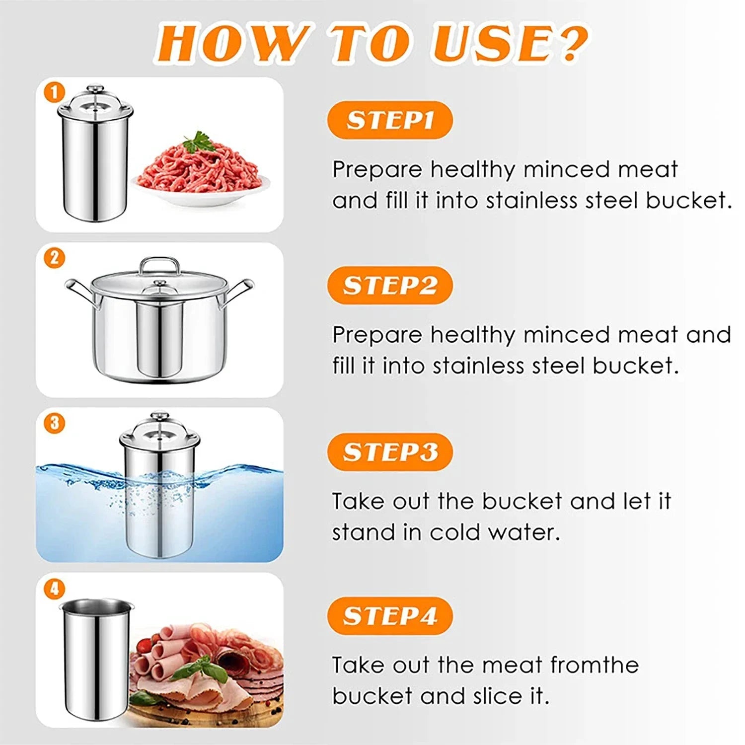 Stainless Steel Ham Maker Meat Press Cooker Mold with Thermometer by Bowlift
