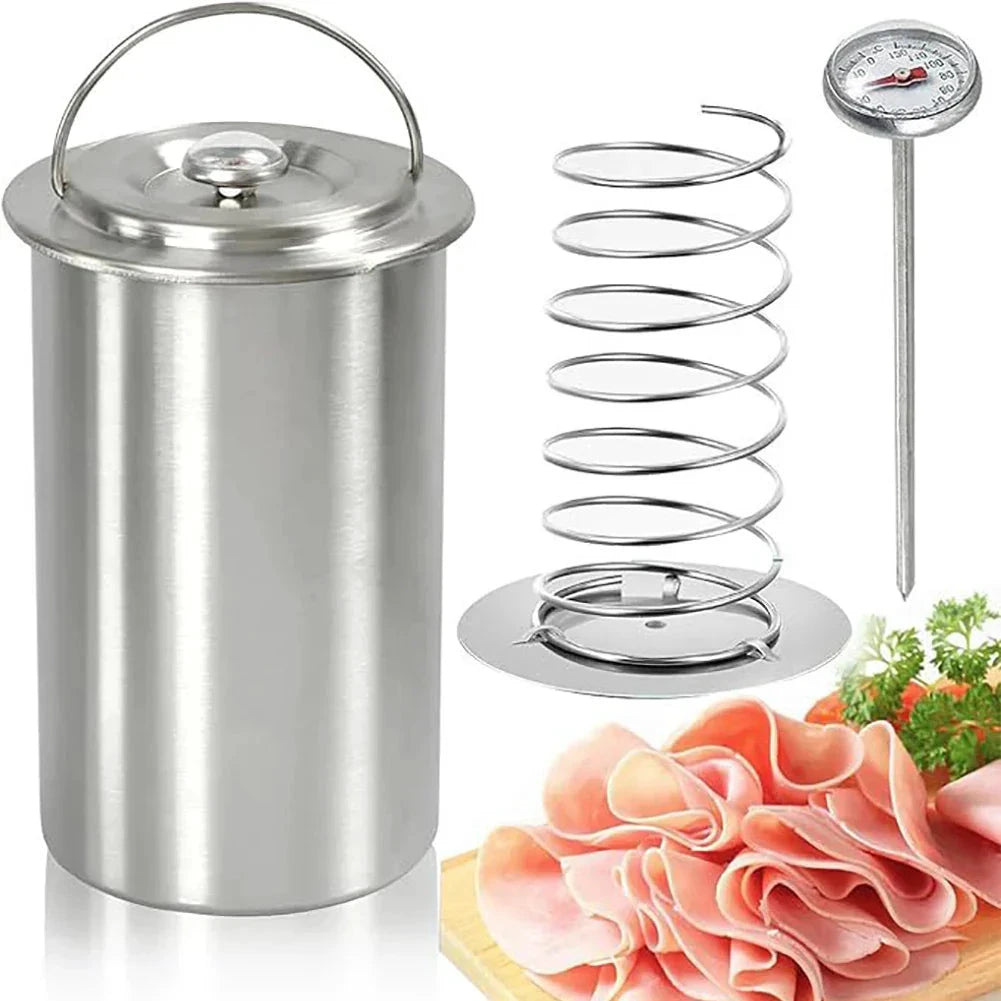 Stainless Steel Ham Maker Meat Press Cooker Mold with Thermometer by Bowlift