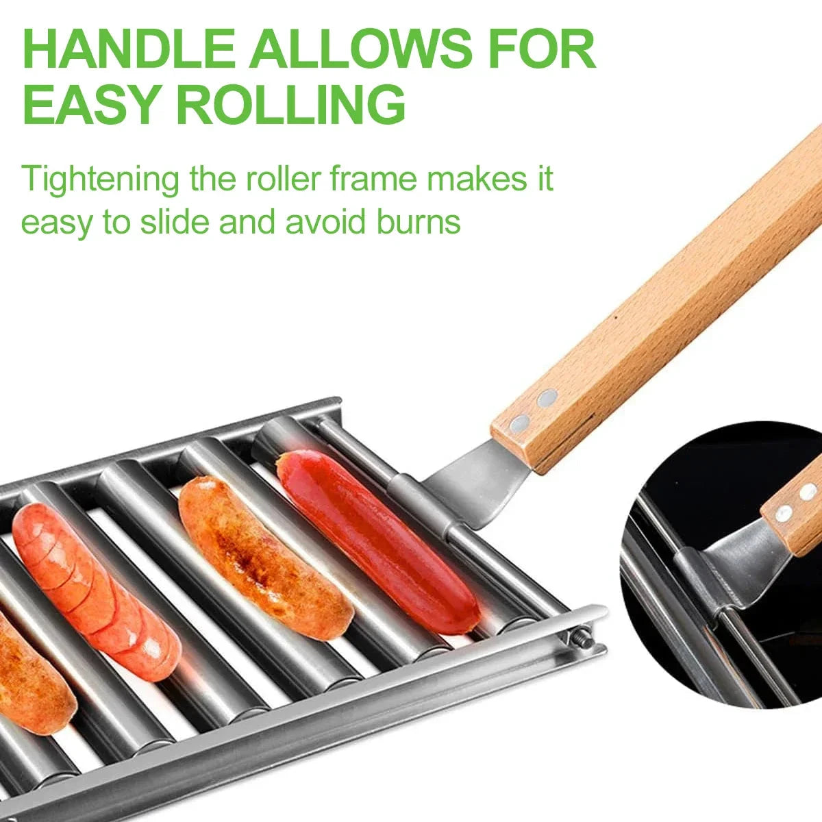 Stainless Steel Hotdog Sausage Grill Roller Rack Barbecue Tools by Bowlift