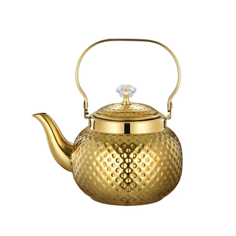 Stainless Steel Kettle Hammered Spherical Tea Pot with Strainer Tea Kettles by Bowlift