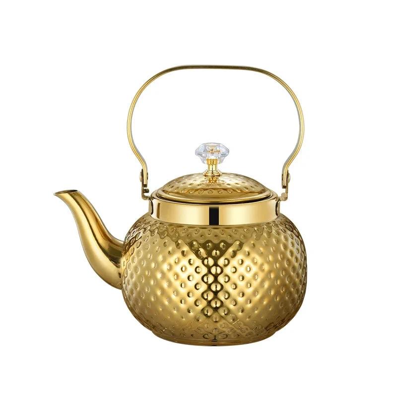 Stainless Steel Kettle Hammered Spherical Tea Pot with Strainer Tea Kettles by Bowlift