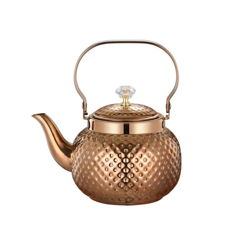 Stainless Steel Kettle Hammered Spherical Tea Pot with Strainer Tea Kettles by Bowlift