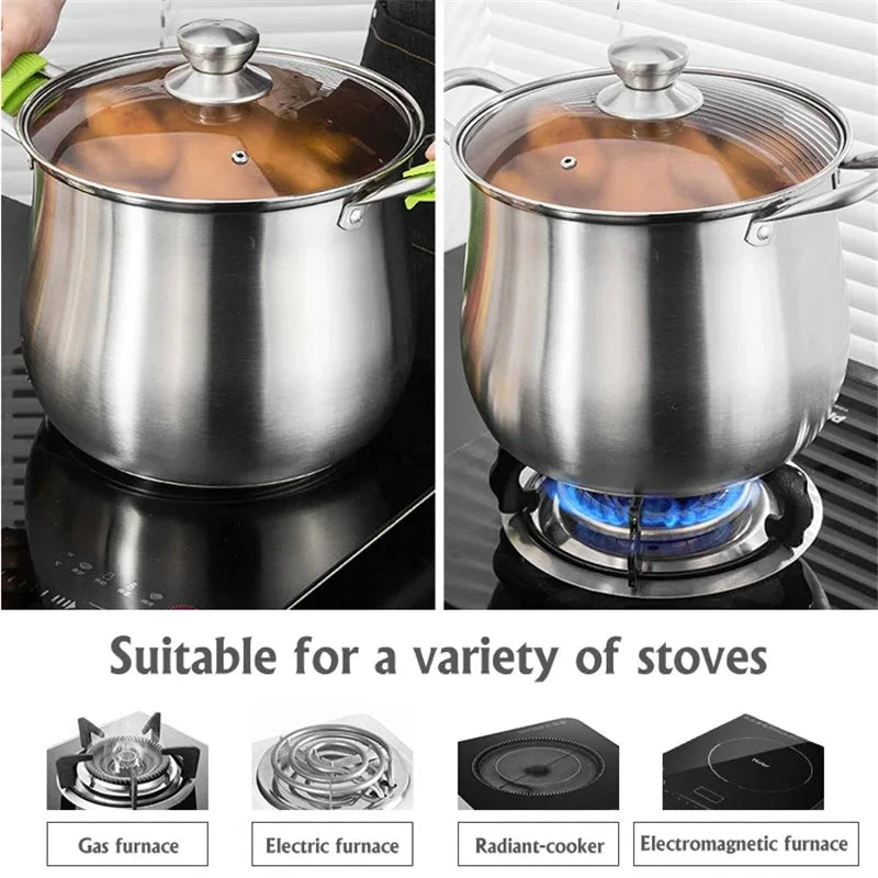 Stainless Steel Large Capacity Soup Pot Induction Gas Stove Cooker by Bowlift
