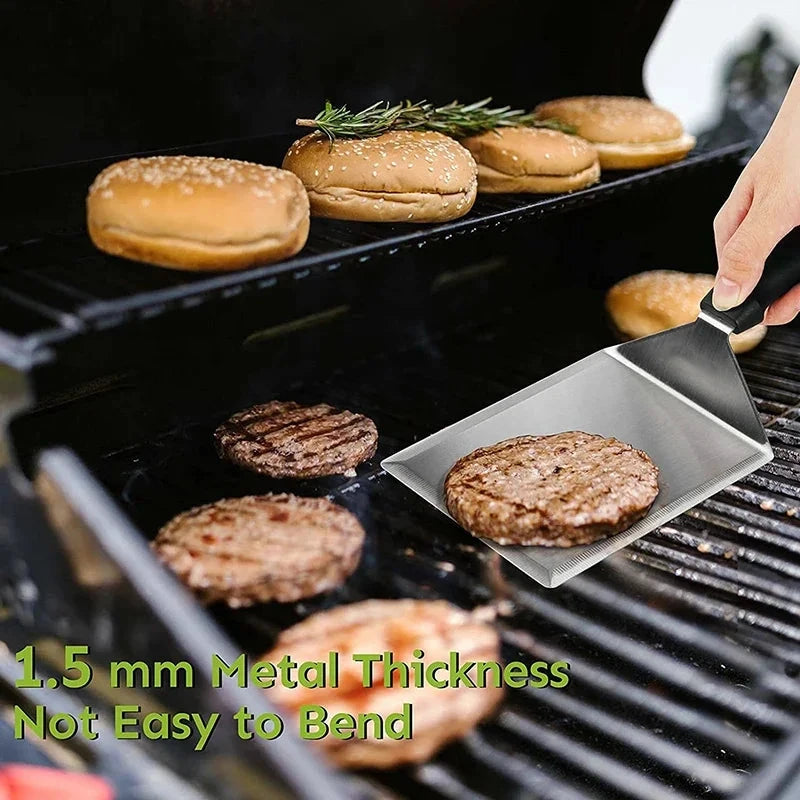 Stainless Steel Large Grill Spatula with Cutting Edges Tool for BBQ by Bowlift