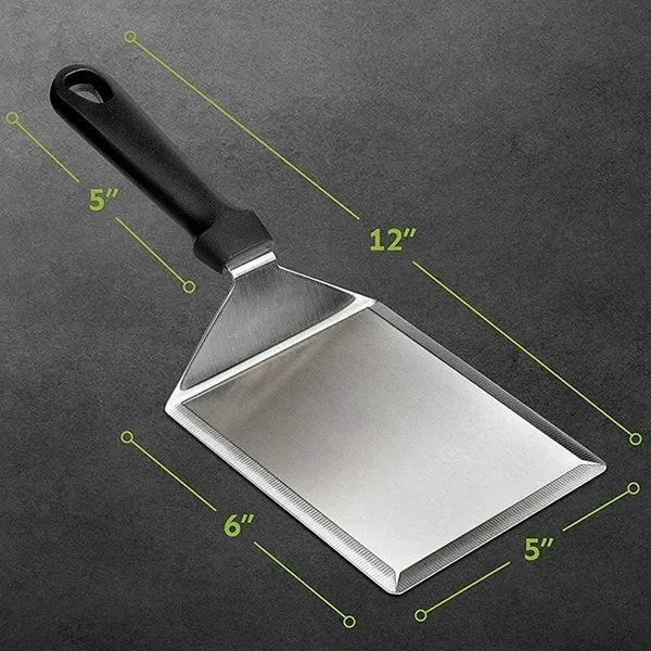 Stainless Steel Large Grill Spatula with Cutting Edges Tool for BBQ by Bowlift