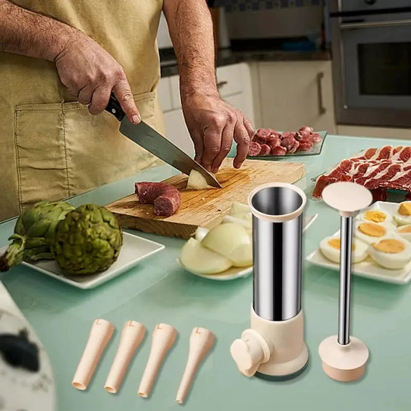 Stainless Steel Manual Filling Sausage Maker and Meat Stuffer Tool by Bowlift
