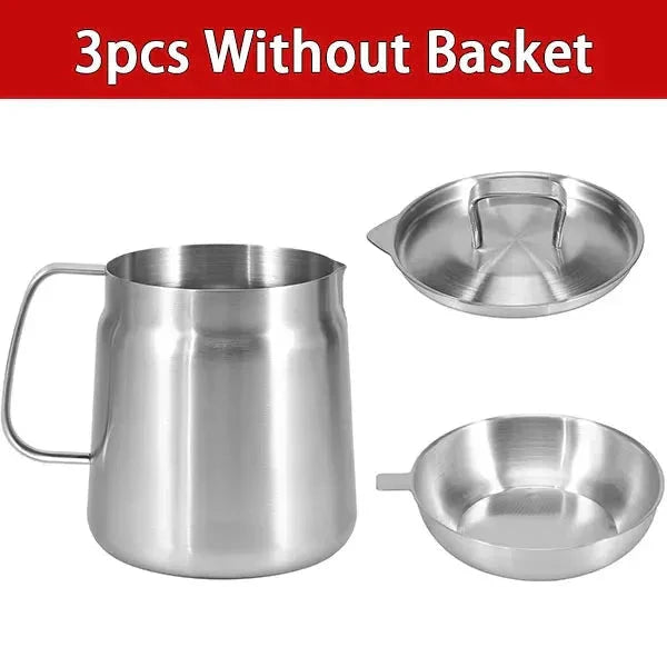 Stainless Steel Oil Filter Pot Oil Storage Pot Grease Keeper with Lid by Bowlift