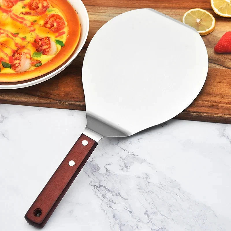 Stainless Steel Pizza Shovels with Wood Handle Round Pizza Shovel by Bowlift
