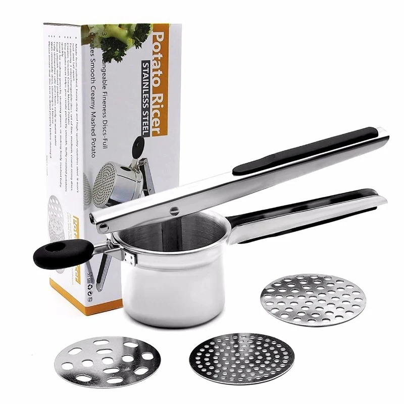 Stainless Steel Potato Ricer with 3 Interchangeable Fineness Discs by Bowlift