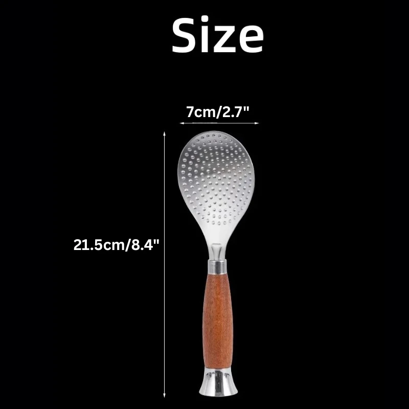 Stainless Steel Rice Scoop with Wooden Handle Non-Stick Rice Spatula by Bowlift