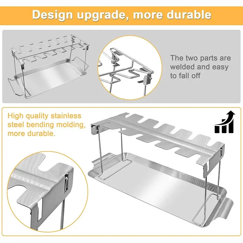 Stainless Steel Roasting and Grill Rack Stand BBQ Accessories by Bowlift