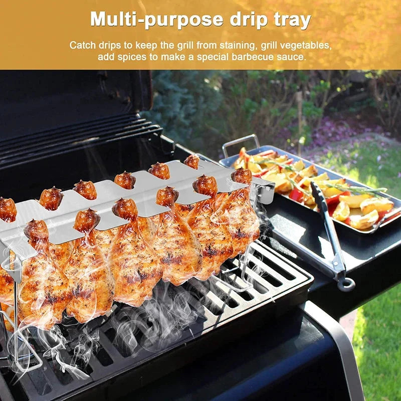 Stainless Steel Roasting and Grill Rack Stand BBQ Accessories by Bowlift