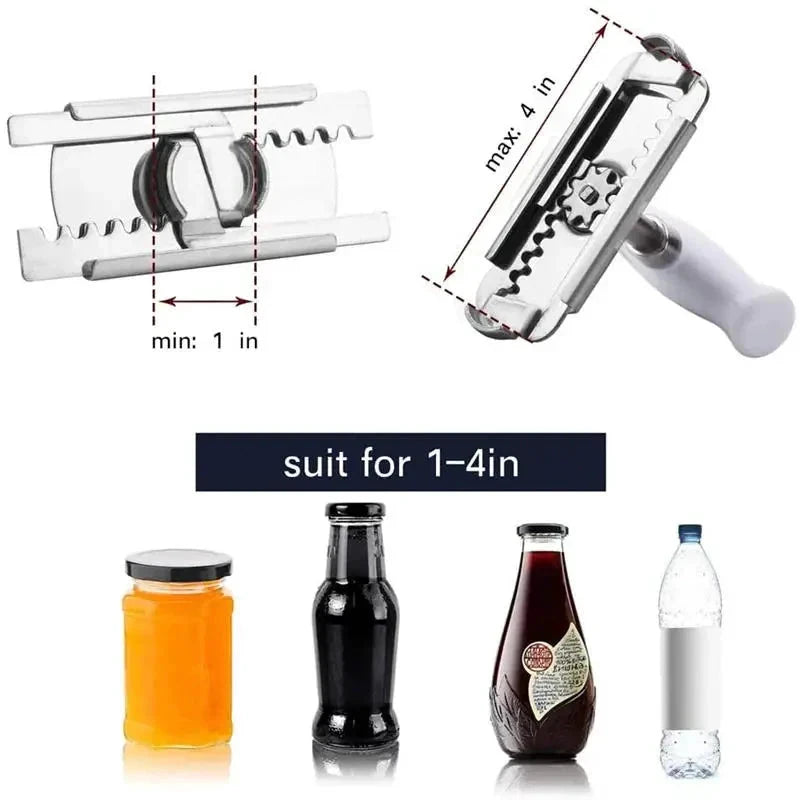 Stainless Steel Rotary Lids Off Jar Opener Adjustable Bottle Cap Opener by Bowlift