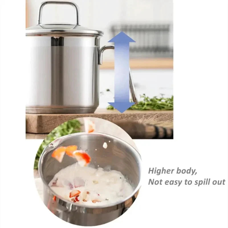 Stainless Steel Saucepan with Glass Lid Multi Purpose Cooking Pot by Bowlift