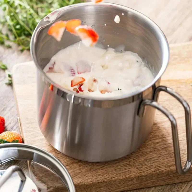 Stainless Steel Saucepan with Glass Lid Multi Purpose Cooking Pot by Bowlift