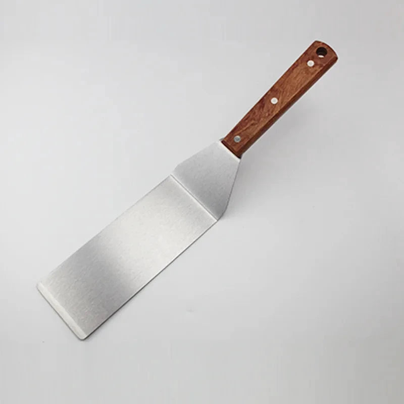 Stainless Steel Spatula Scraper with Wooden Handle Grill Flipper by Bowlift