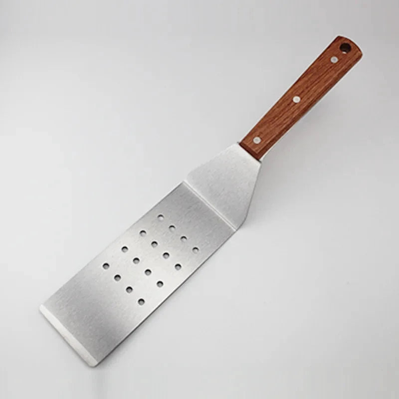 Stainless Steel Spatula Scraper with Wooden Handle Grill Flipper by Bowlift