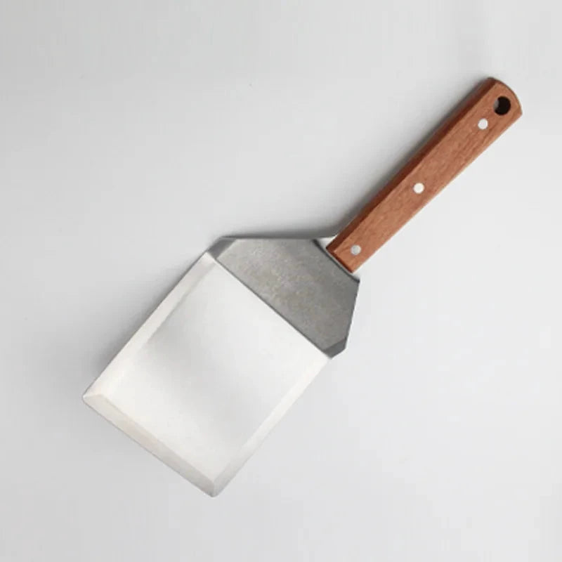 Stainless Steel Spatula Scraper with Wooden Handle Grill Flipper by Bowlift