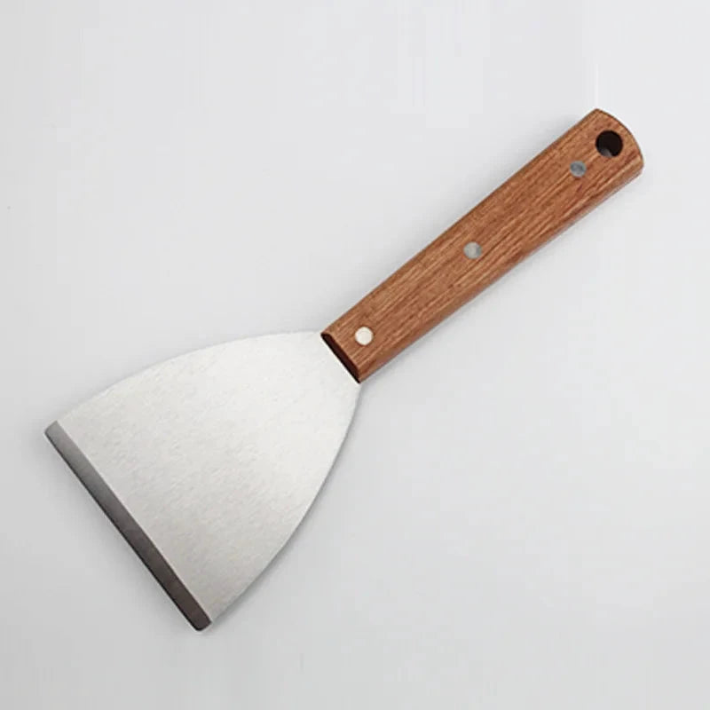 Stainless Steel Spatula Scraper with Wooden Handle Grill Flipper by Bowlift