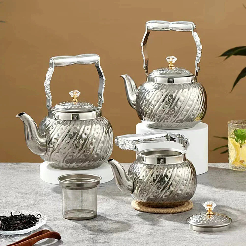 Stainless Steel Teapot with Tea Strainer Large Capacity Water Kettle by Bowlift