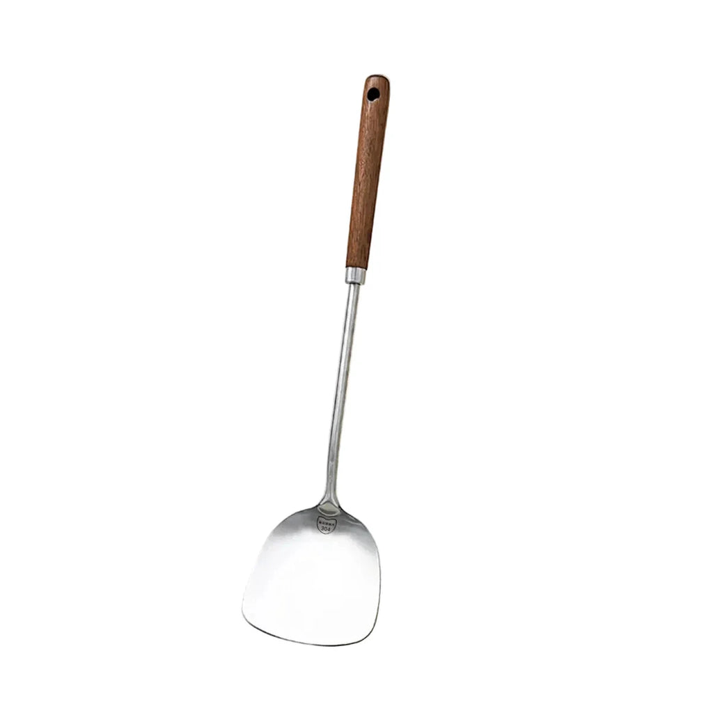 Stainless Steel Turner Wooden Handle Spatula Kitchen Cooking Utensils by Bowlift