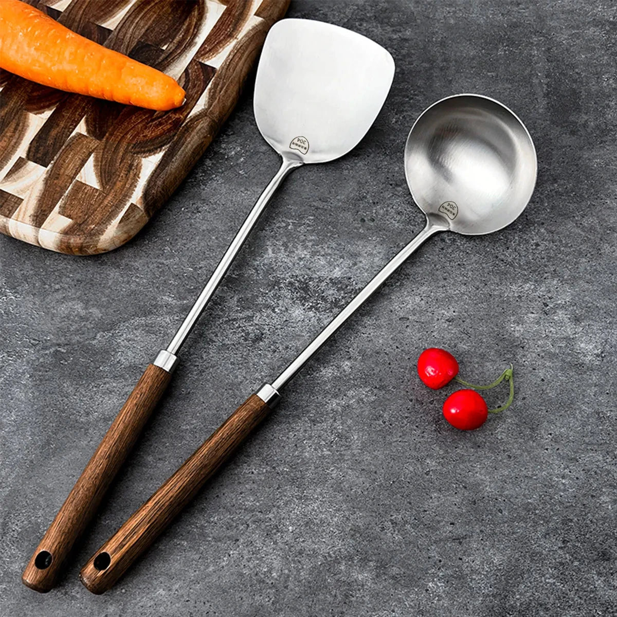 Stainless Steel Turner Wooden Handle Spatula Kitchen Cooking Utensils by Bowlift