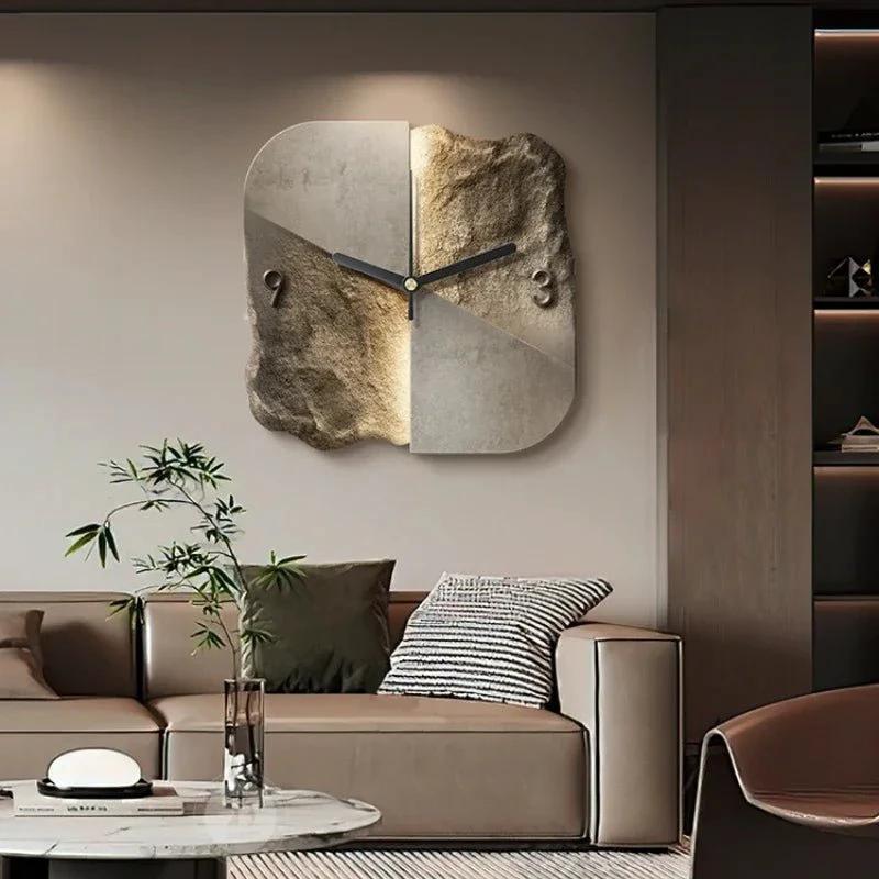 StoneAura – Modern Sandstone-Effect Wall Clock with Silent Quartz by BowLift