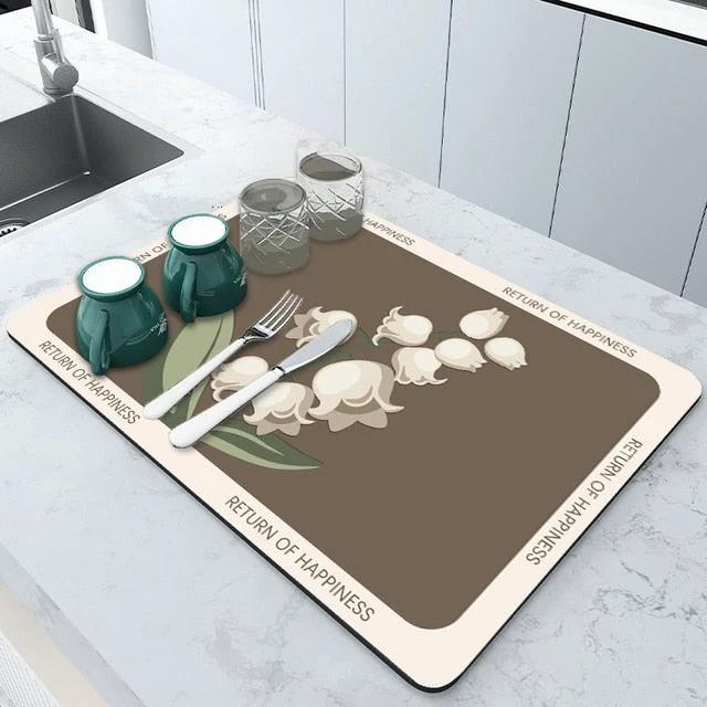 Super Absorbent Draining Mat Kitchen Bathroom Faucet Absorbent Mat by Bowlift
