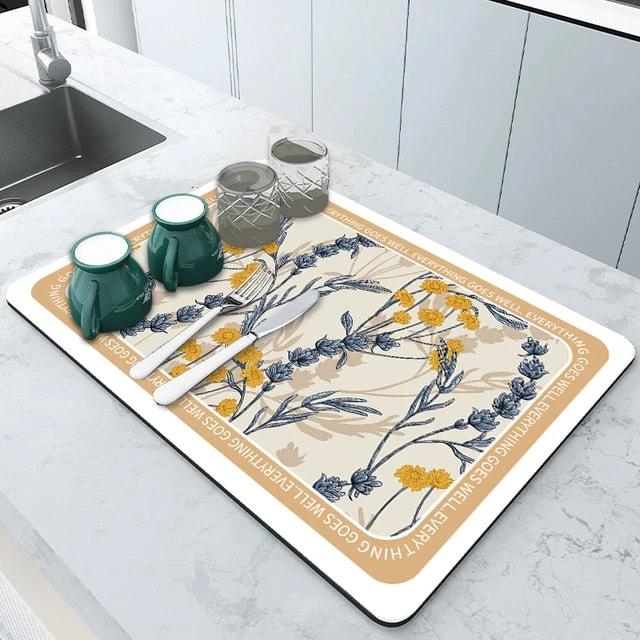 Super Absorbent Draining Mat Kitchen Bathroom Faucet Absorbent Mat by Bowlift