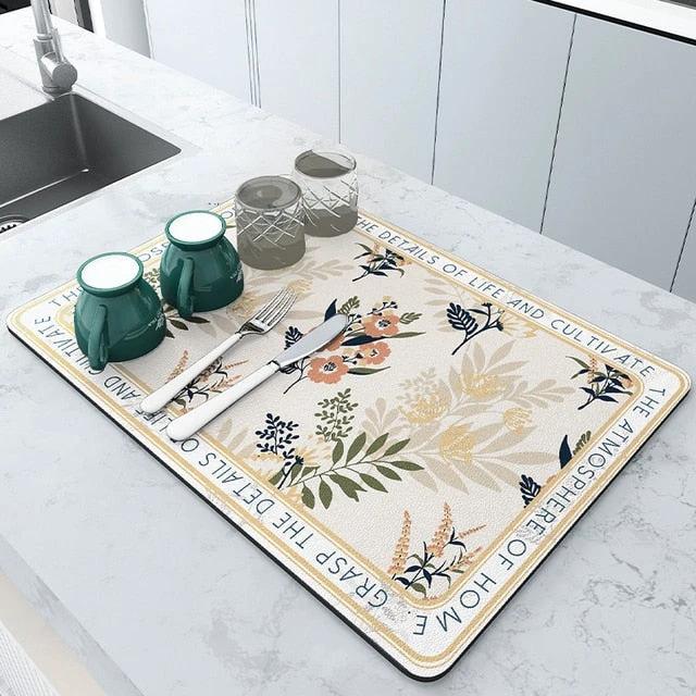 Super Absorbent Draining Mat Kitchen Bathroom Faucet Absorbent Mat by Bowlift