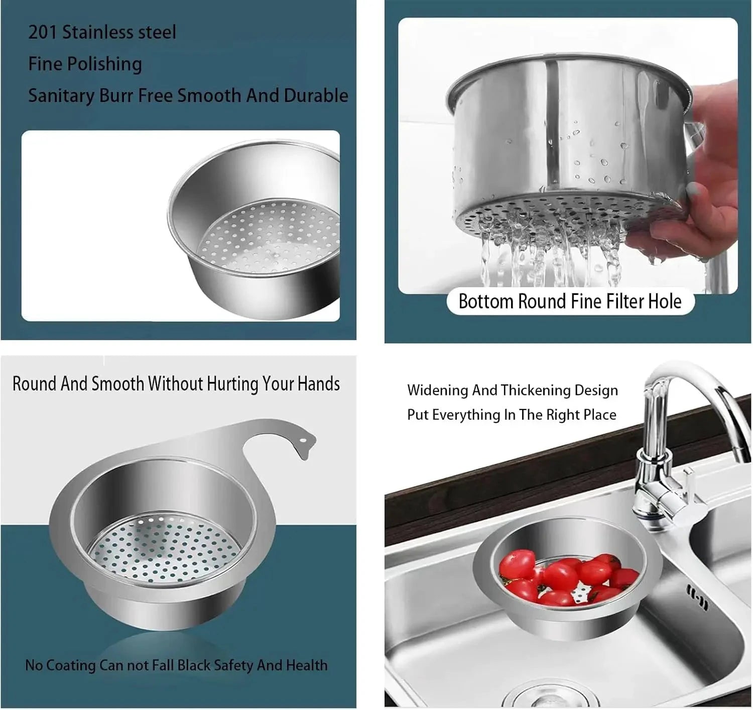 Swan Stainless Steel Sink Strainer Hanging Basket Kitchen Drain Filter by Bowlift