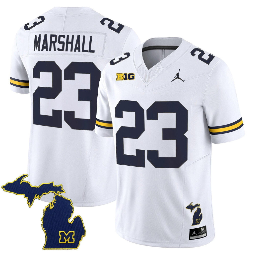 Jordan Marshall Jersey #23 Michigan Wolverines 2025 Limited V2 Stitched White by My Store NCAA Football Jerseys