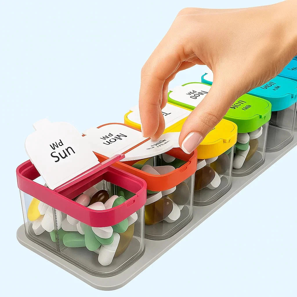 Large 7-Day Case – Moisture-Proof BPA-Free Compartments – Ideal for Seniors & Carers Bowlift by Bowlift