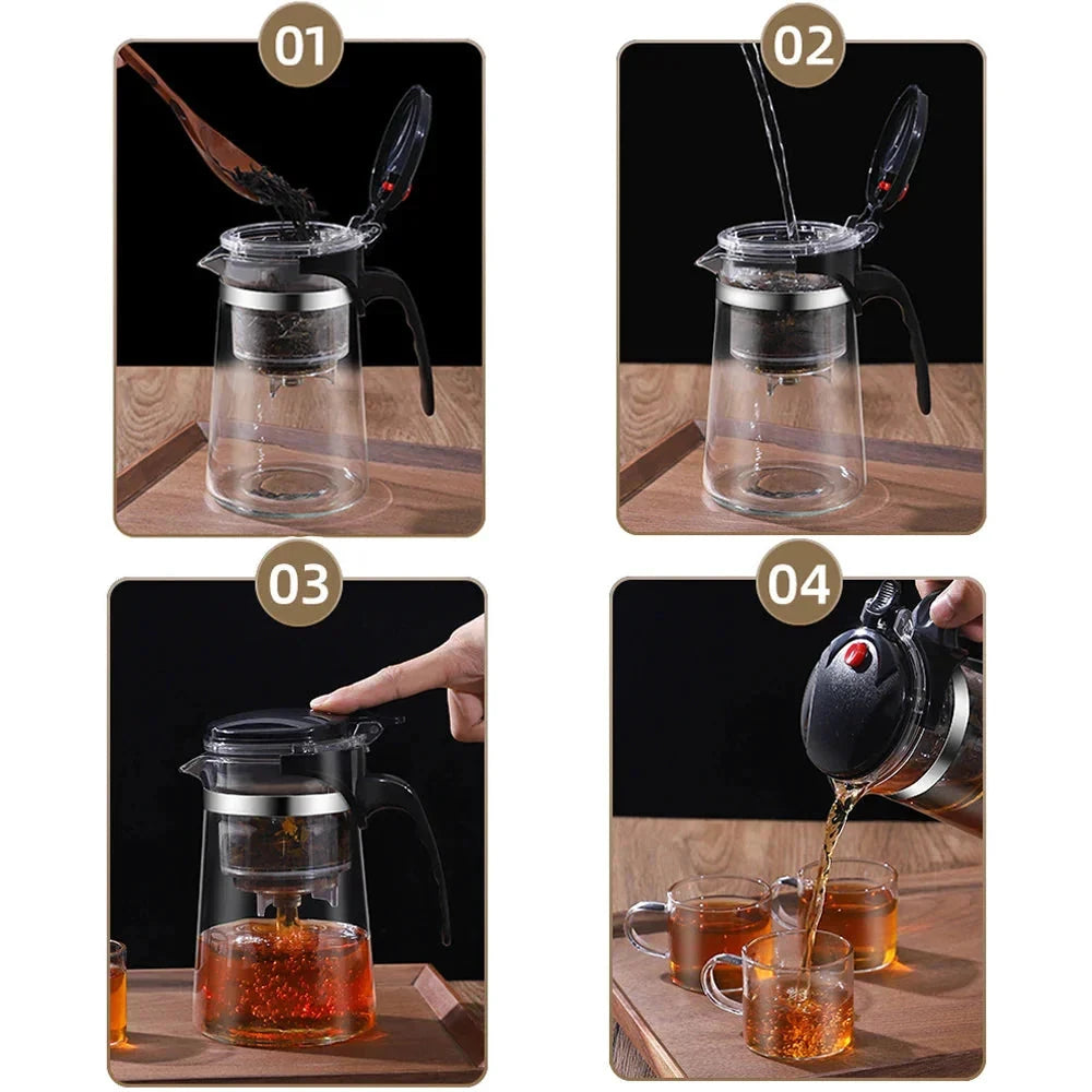 Tea Pot For Tea With Infuser Glass Kettle Heat Resistant Teapot by Bowlift