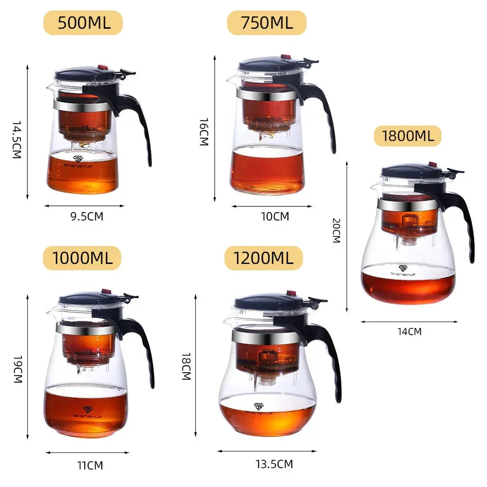Tea Pot For Tea With Infuser Glass Kettle Heat Resistant Teapot by Bowlift