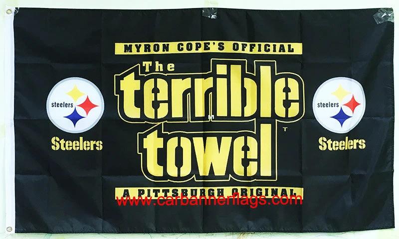 Pittsburgh Steelers Flag-3x5FT NFL the Terrible Towel Flag Banner-100% polyester by flagsshop