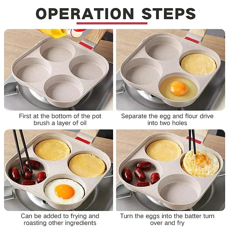 Thickened Omelet Egg Frying Pan with Lid Nonstick 4 Cups Pancake Pan by Bowlift