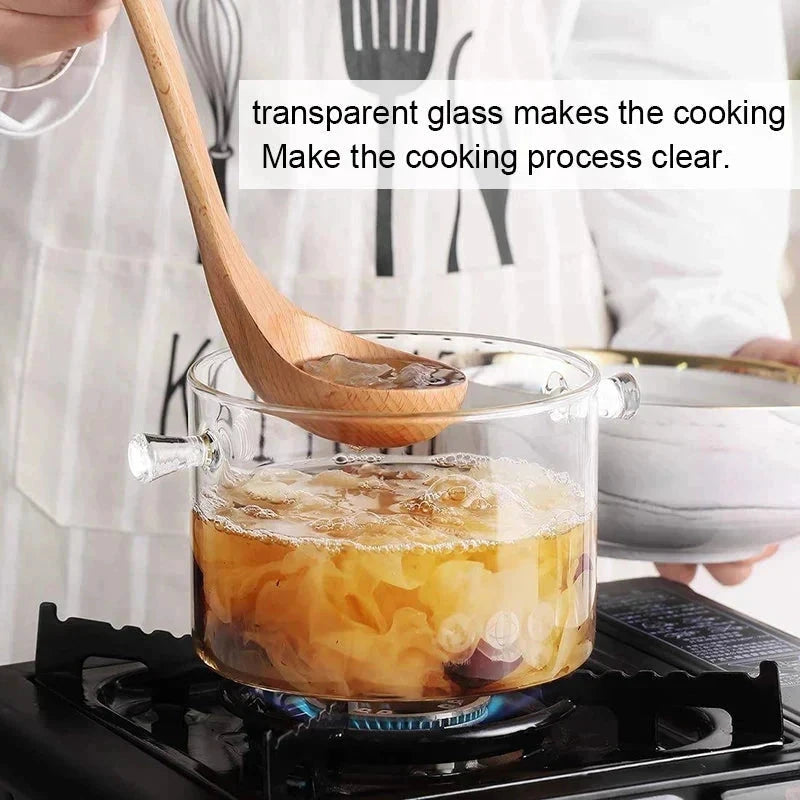 Transparent Glass Soup Pot Household Kitchen Cooking Saucepan Cookware by Bowlift