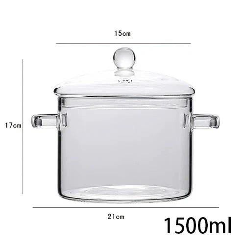Transparent Glass Soup Pot Household Kitchen Cooking Saucepan Cookware by Bowlift