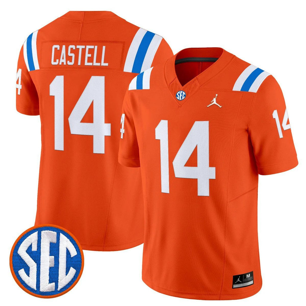 Jordan Castell Jersey #14 Florida Gators 1960s Throwback Vapor Limited Orange by My Store NCAA Football Jerseys