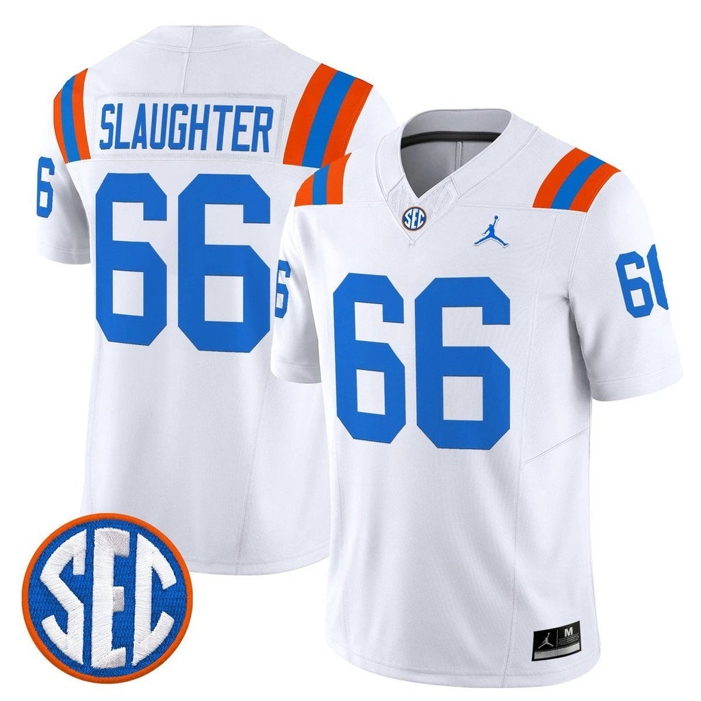 Jake Slaughter Jersey #66 Florida Gators 1960s Throwback Vapor Limited White by My Store NCAA Football Jerseys