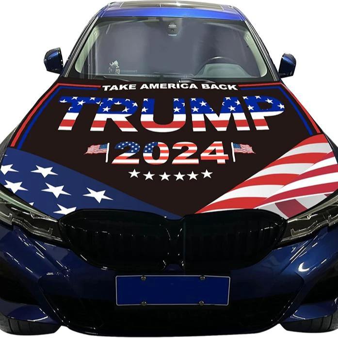 Trump 2024Car Hood Cover Flag ,Engine Flag of Trump,3.3X5ft/6X7FT, 100% Polyester Elastic Fabrics Can be Washed Suitable for large SUV and Pickup Trucks by flagsshop