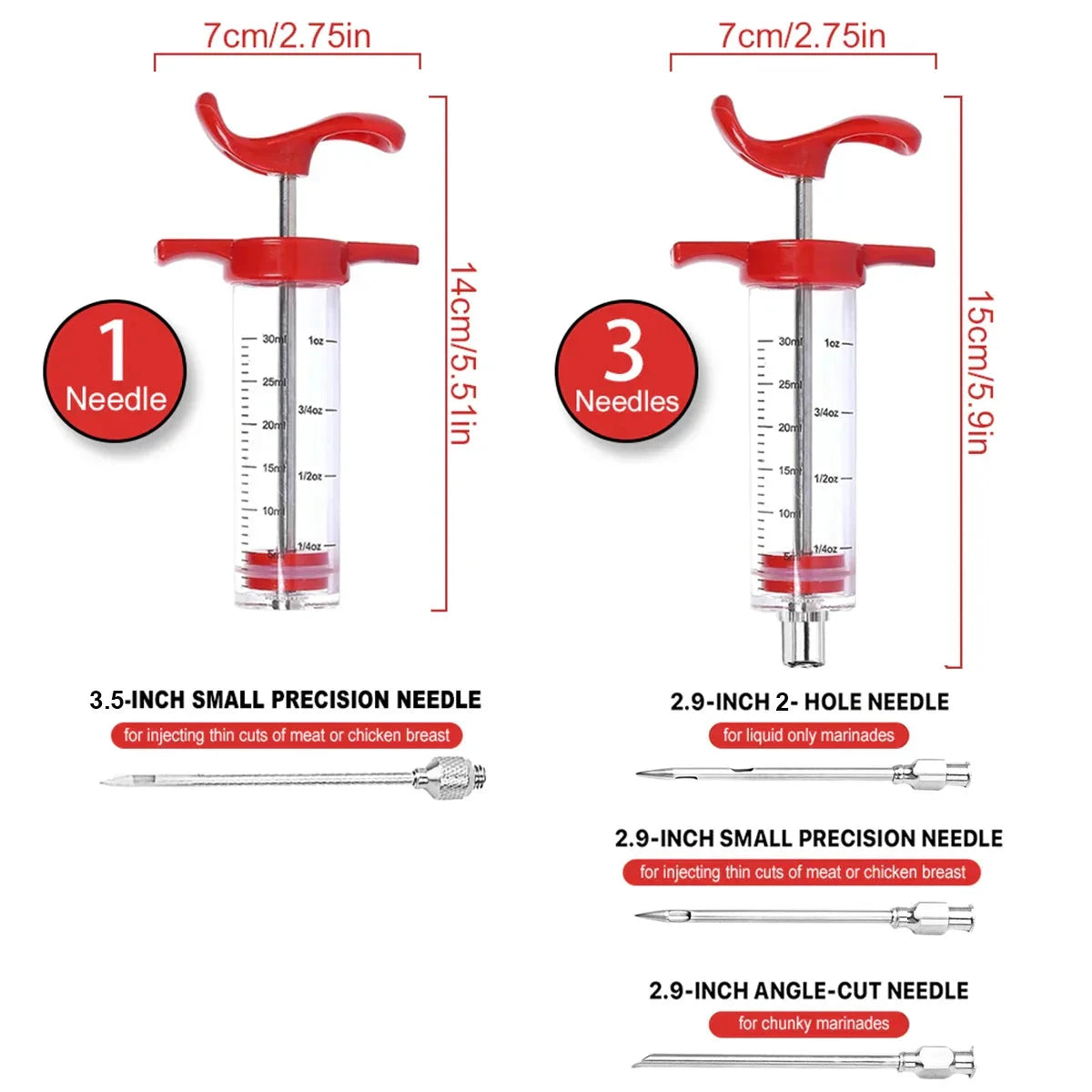 Turkey Meat Injector Syringe with 3 Marinade Injector Needles by Bowlift
