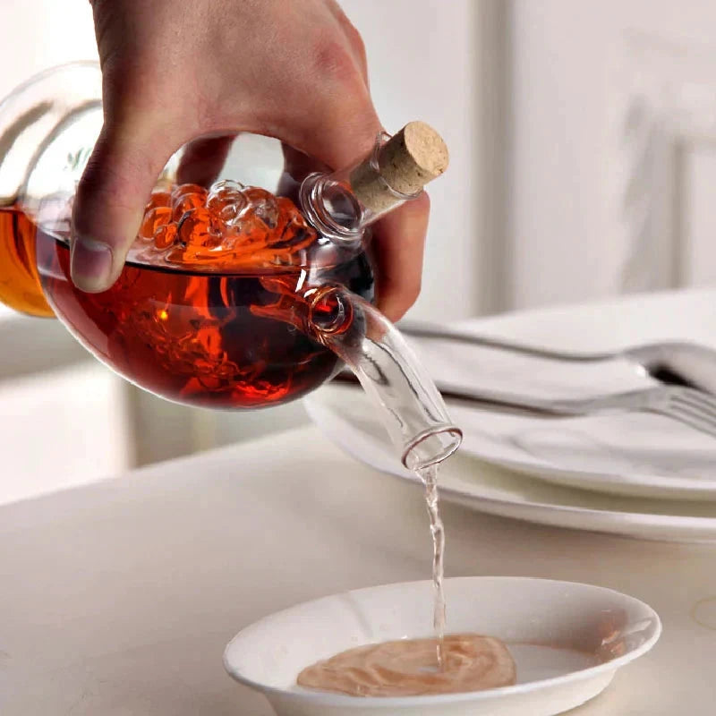 Two-in-one Glass Oil Pot Heat-resistant Glass Bottle Cork Lid by Bowlift