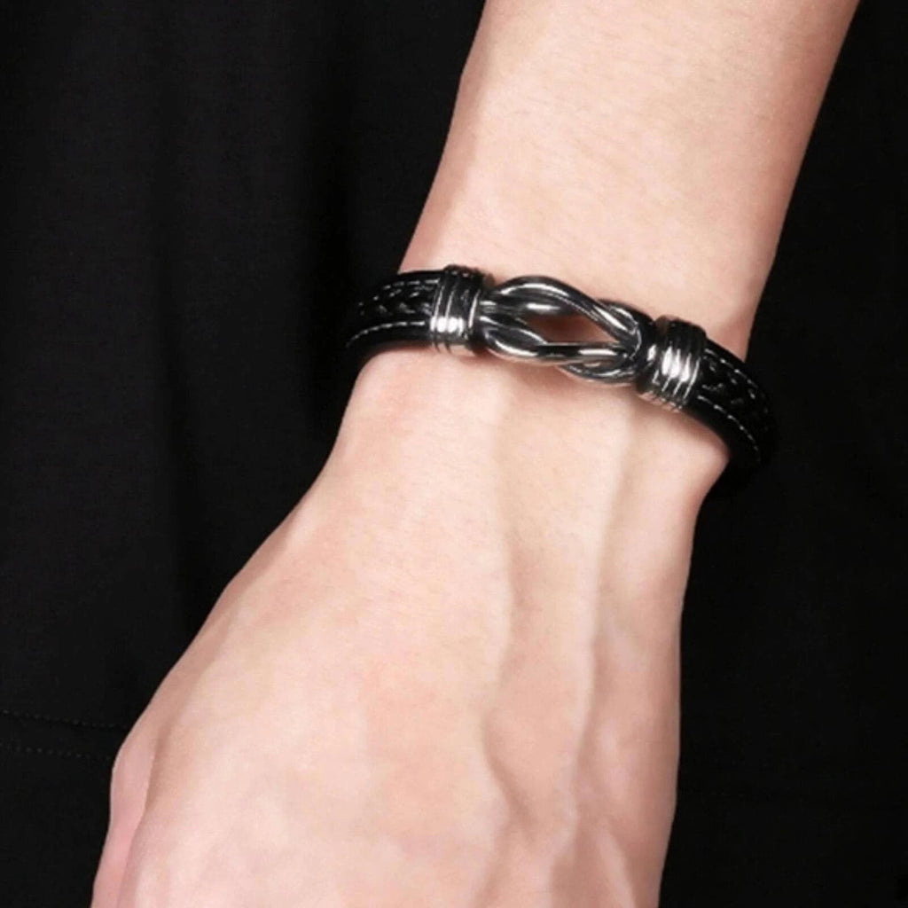 Braided Leather Knot Bracelet For Grandson From Grandmother Love Forever Bowlift by Bowlift