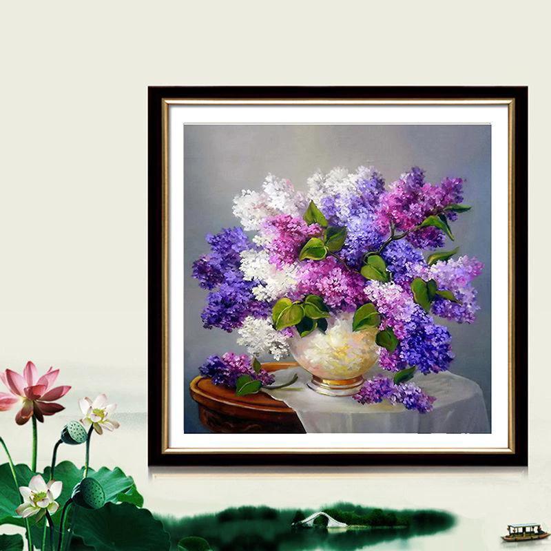 Purple Flowers - GemPaint Kit by Bowlift