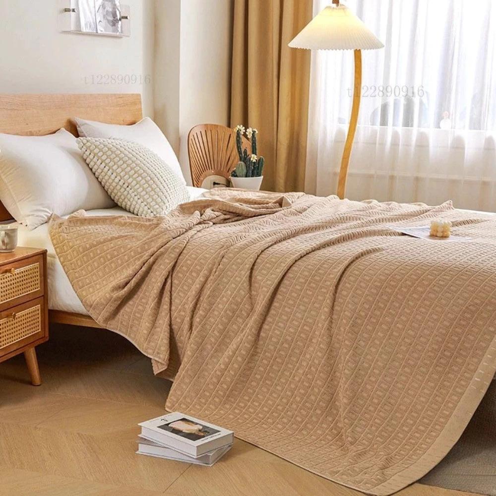 Waffle Cotton Summer Bedspread Throw Blanket by Casa & Beyond