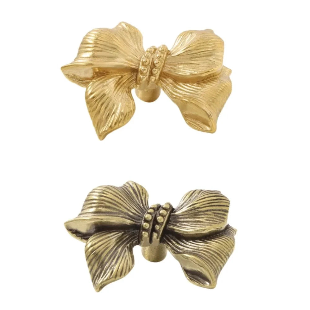 Vintage Bow Tie Cabinet Knobs Retro Brass Single-Hole Drawer Handle by Bowlift